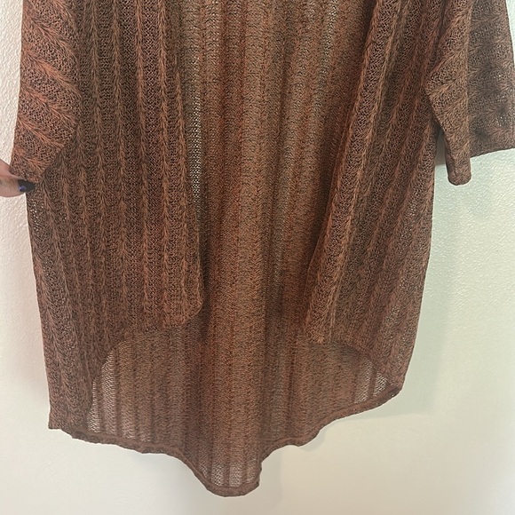 Lularoe Cardigan Size Small Brown Open Front Mid Sleeve High Low Hem Open Knit - Picture 3 of 8